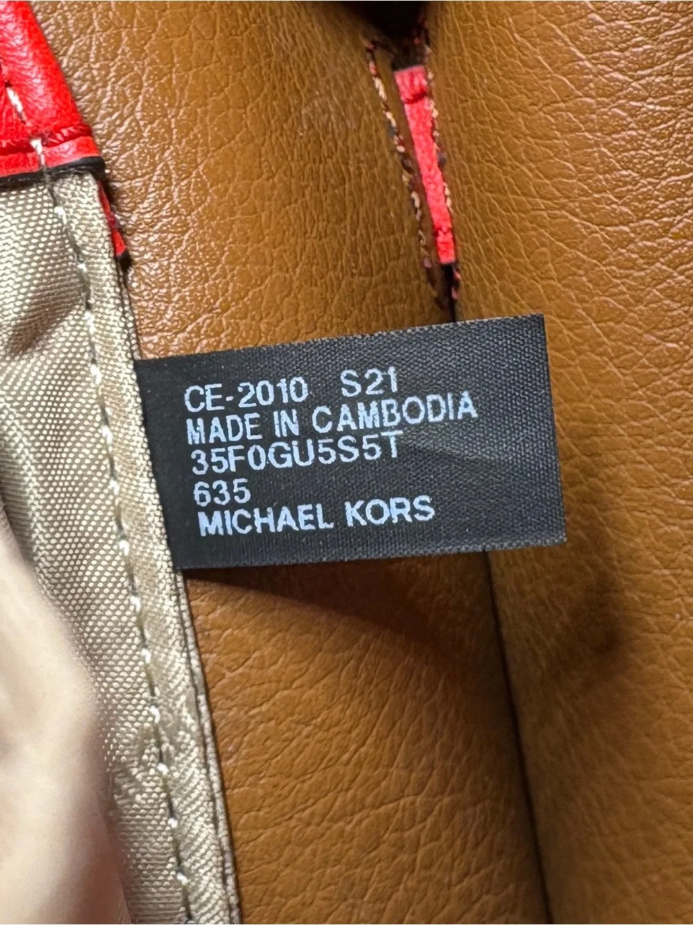 Michael Kors Red Leather Satchel with Belt Accent
